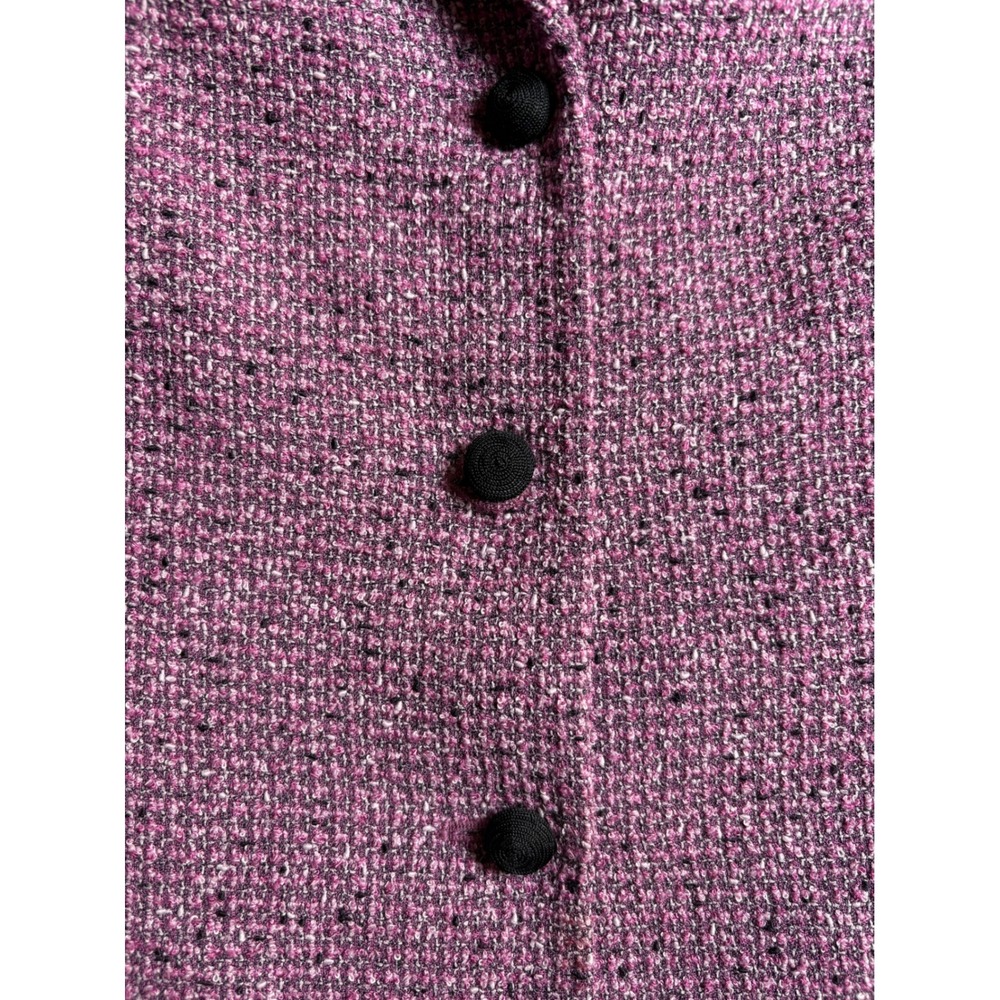Kasper Womens Size 14 Purple Tweed Skirt Suit Blazer Set Contrast Piping Flounce - Picture 4 of 16